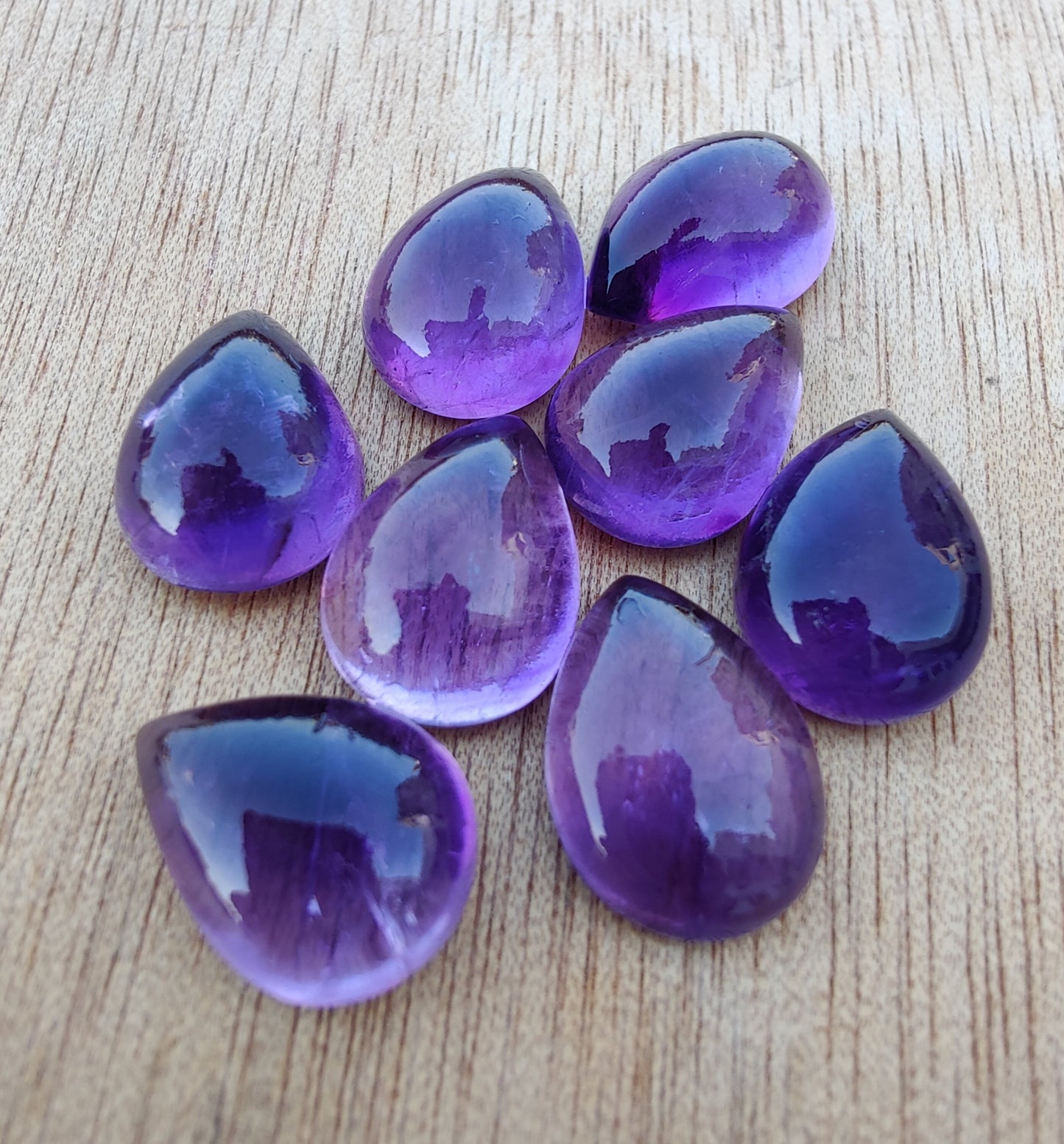 AAA+ QUALITY NATURAL AMETHYST PEAR SHAPE CABOCHON FLAT BACK CALIBRATED TEARDROP SHAPE GEMSTONES, ALL SIZES AVAILABLE