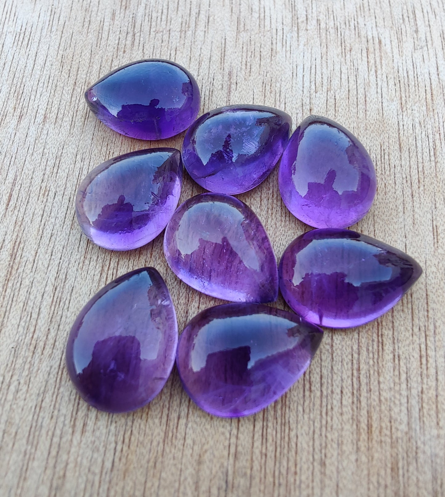 AAA+ QUALITY NATURAL AMETHYST PEAR SHAPE CABOCHON FLAT BACK CALIBRATED TEARDROP SHAPE GEMSTONES, ALL SIZES AVAILABLE