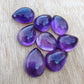 AAA+ QUALITY NATURAL AMETHYST PEAR SHAPE CABOCHON FLAT BACK CALIBRATED TEARDROP SHAPE GEMSTONES, ALL SIZES AVAILABLE