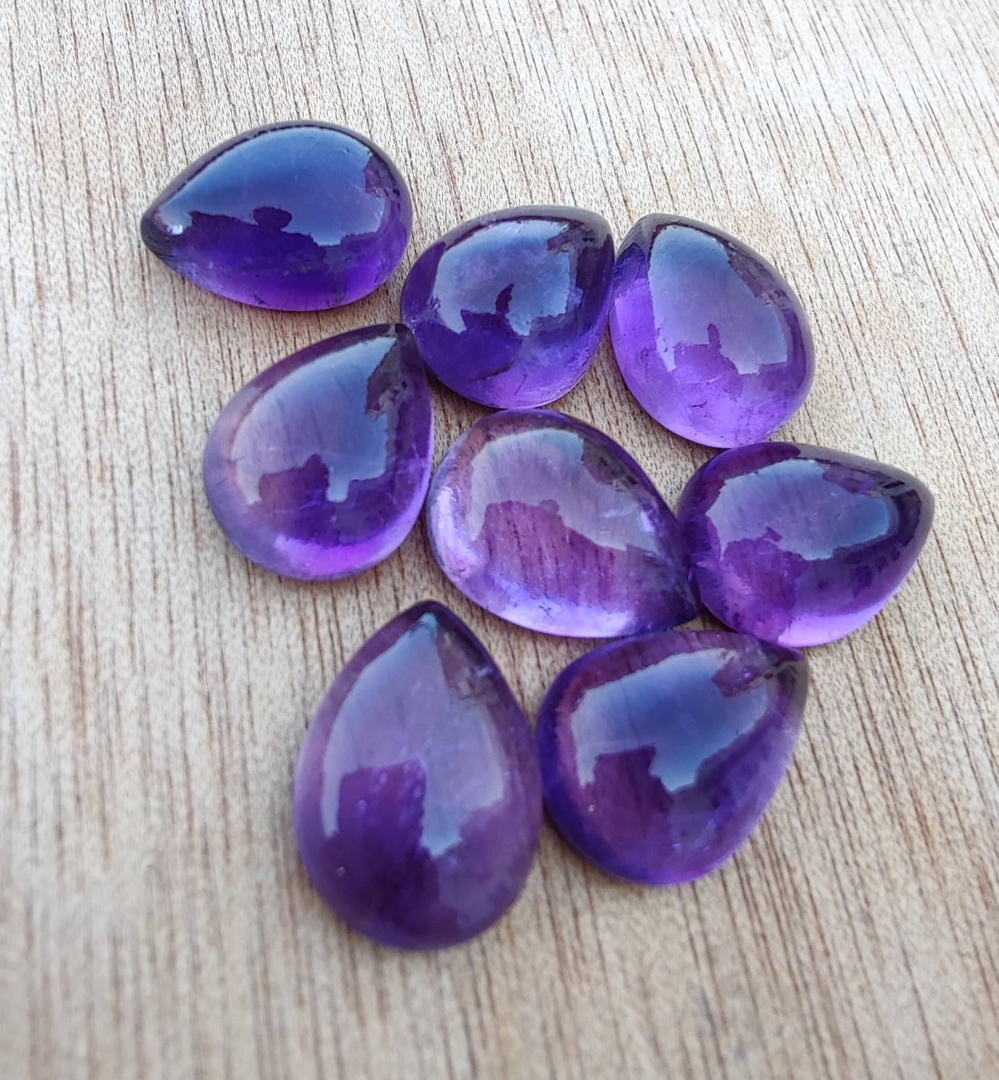 AAA+ QUALITY NATURAL AMETHYST PEAR SHAPE CABOCHON FLAT BACK CALIBRATED TEARDROP SHAPE GEMSTONES, ALL SIZES AVAILABLE