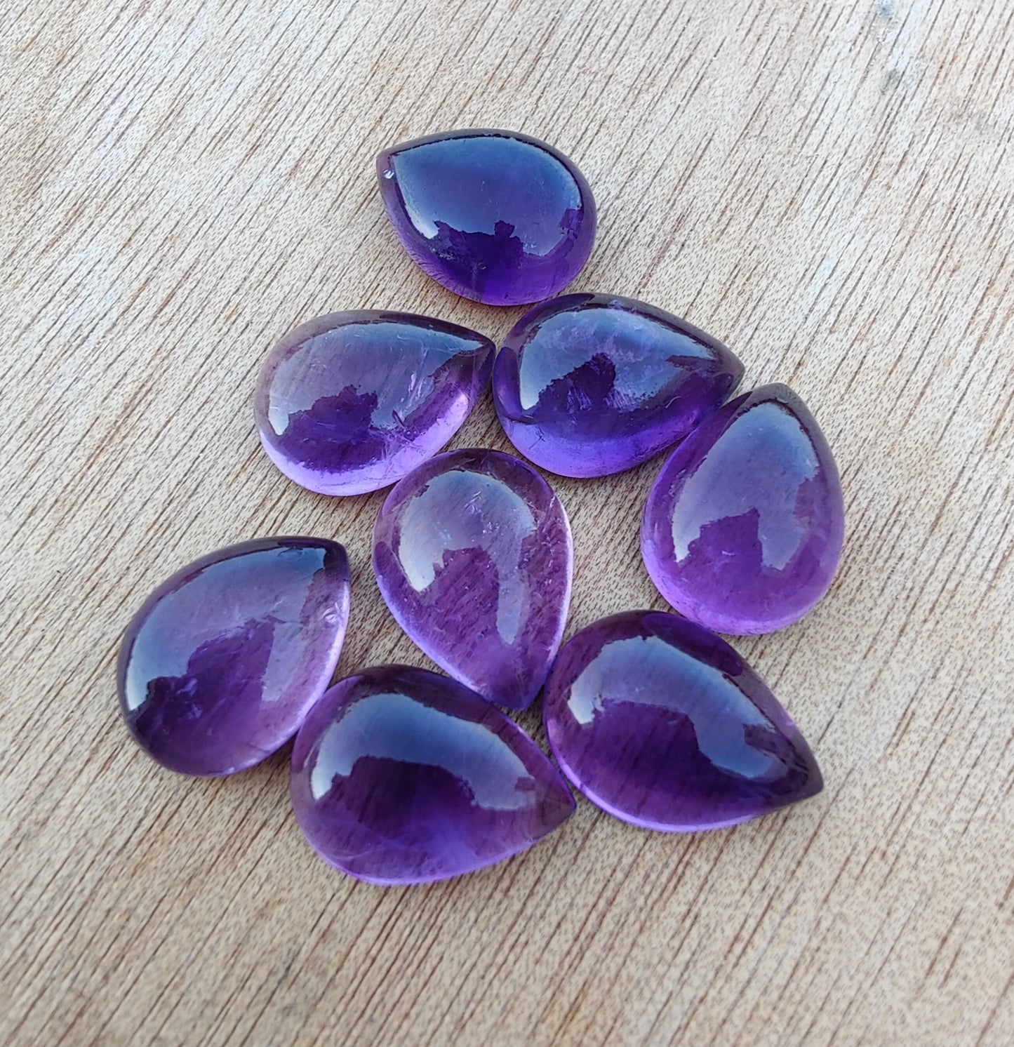 AAA+ QUALITY NATURAL AMETHYST PEAR SHAPE CABOCHON FLAT BACK CALIBRATED TEARDROP SHAPE GEMSTONES, ALL SIZES AVAILABLE