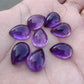 AAA+ QUALITY NATURAL AMETHYST PEAR SHAPE CABOCHON FLAT BACK CALIBRATED TEARDROP SHAPE GEMSTONES, ALL SIZES AVAILABLE