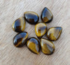 NATURAL TIGER EYE CABOCHON PEAR SHAPE FLAT BACK CALIBRATED TEARDROP SHAPE GEMSTONES, ALL SIZES AVAILABLE