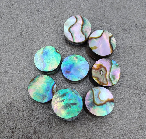 AAA+ QUALITY NATURAL ABALONE SHELL ROUND SHAPE CABOCHON FLAT BACK CALIBRATED WHOLESALE GEMSTONES, ALL SIZES AVAILABLE