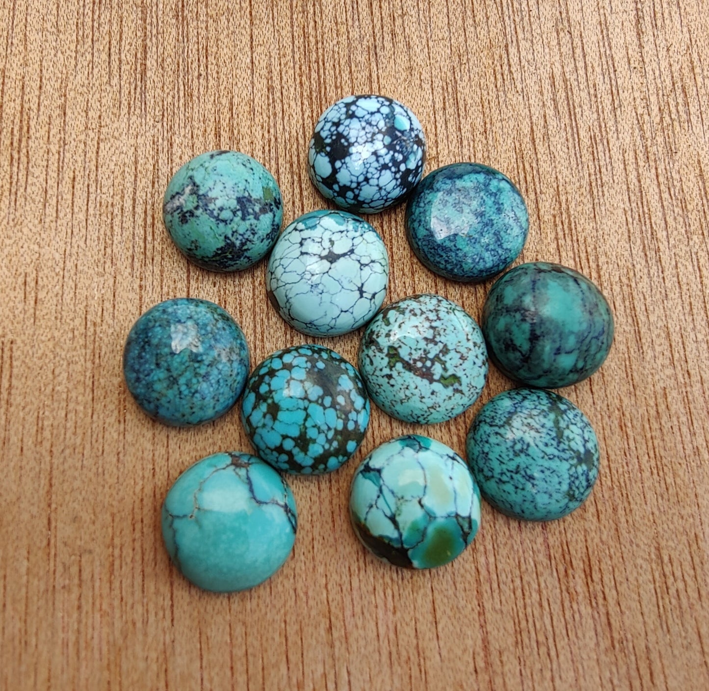 AAA+ QUALITY NATURAL TIBETAN TURQUOISE ROUND SHAPE CABOCHON FLAT BACK CALIBRATED GEMSTONES, ALL SIZES AVAILABLE