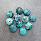 AAA+ QUALITY NATURAL TIBETAN TURQUOISE ROUND SHAPE CABOCHON FLAT BACK CALIBRATED GEMSTONES, ALL SIZES AVAILABLE