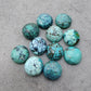 AAA+ QUALITY NATURAL TIBETAN TURQUOISE ROUND SHAPE CABOCHON FLAT BACK CALIBRATED GEMSTONES, ALL SIZES AVAILABLE
