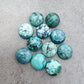 AAA+ QUALITY NATURAL TIBETAN TURQUOISE ROUND SHAPE CABOCHON FLAT BACK CALIBRATED GEMSTONES, ALL SIZES AVAILABLE