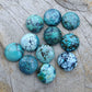 AAA+ QUALITY NATURAL TIBETAN TURQUOISE ROUND SHAPE CABOCHON FLAT BACK CALIBRATED GEMSTONES, ALL SIZES AVAILABLE
