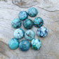 AAA+ QUALITY NATURAL TIBETAN TURQUOISE ROUND SHAPE CABOCHON FLAT BACK CALIBRATED GEMSTONES, ALL SIZES AVAILABLE