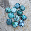 AAA+ QUALITY NATURAL TIBETAN TURQUOISE ROUND SHAPE CABOCHON FLAT BACK CALIBRATED GEMSTONES, ALL SIZES AVAILABLE