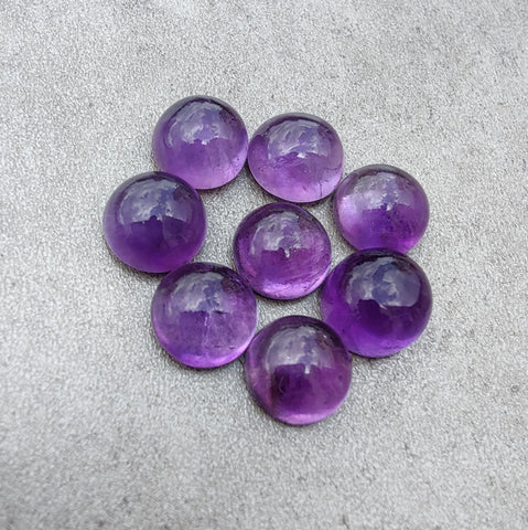 NATURAL AMETHYST ROUND SHAPE CABOCHON FLAT BACK AAA+ QUALITY CALIBRATED GEMSTONES, ALL SIZES AVAILABLE