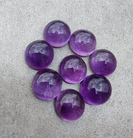 NATURAL AMETHYST ROUND SHAPE CABOCHON FLAT BACK AAA+ QUALITY CALIBRATED GEMSTONES, ALL SIZES AVAILABLE