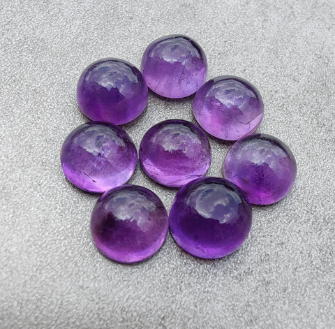 NATURAL AMETHYST ROUND SHAPE CABOCHON FLAT BACK AAA+ QUALITY CALIBRATED GEMSTONES, ALL SIZES AVAILABLE