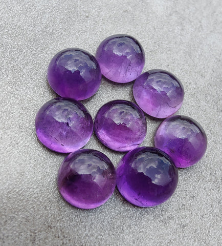 NATURAL AMETHYST ROUND SHAPE CABOCHON FLAT BACK AAA+ QUALITY CALIBRATED GEMSTONES, ALL SIZES AVAILABLE