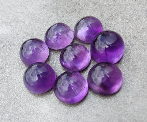 NATURAL AMETHYST ROUND SHAPE CABOCHON FLAT BACK AAA+ QUALITY CALIBRATED GEMSTONES, ALL SIZES AVAILABLE