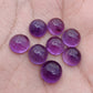 NATURAL AMETHYST ROUND SHAPE CABOCHON FLAT BACK AAA+ QUALITY CALIBRATED GEMSTONES, ALL SIZES AVAILABLE