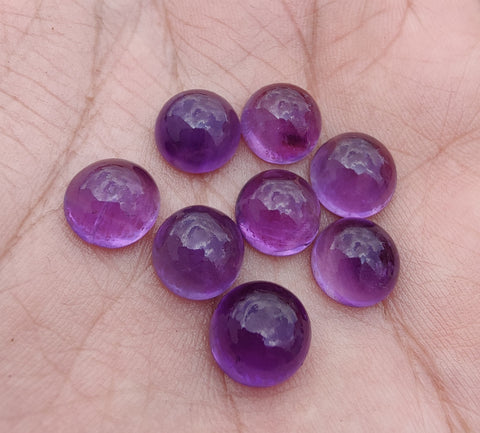 NATURAL AMETHYST ROUND SHAPE CABOCHON FLAT BACK AAA+ QUALITY CALIBRATED GEMSTONES, ALL SIZES AVAILABLE