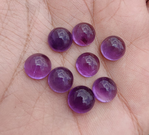 NATURAL AMETHYST ROUND SHAPE CABOCHON FLAT BACK AAA+ QUALITY CALIBRATED GEMSTONES, ALL SIZES AVAILABLE