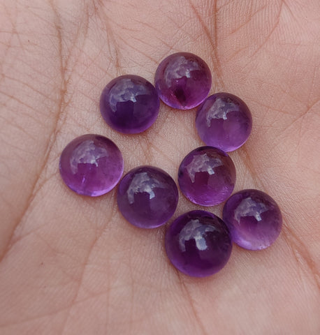 NATURAL AMETHYST ROUND SHAPE CABOCHON FLAT BACK AAA+ QUALITY CALIBRATED GEMSTONES, ALL SIZES AVAILABLE