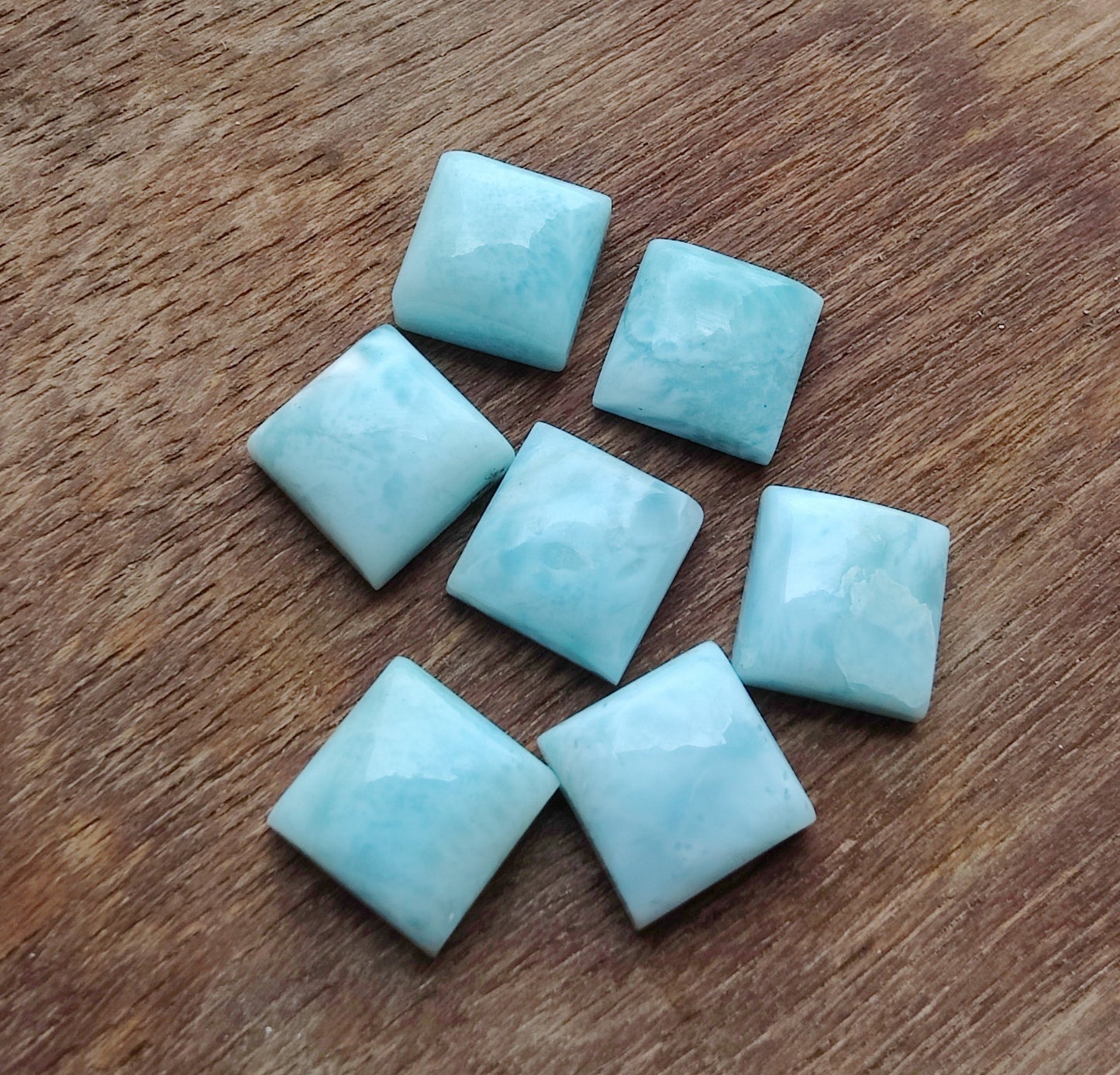 AAA+ QUALITY NATURAL LARIMAR SQUARE SHAPE CABOCHON FLAT BACK CALIBRATED GEMSTONES, CUSTOM SIZES AVAILABLE