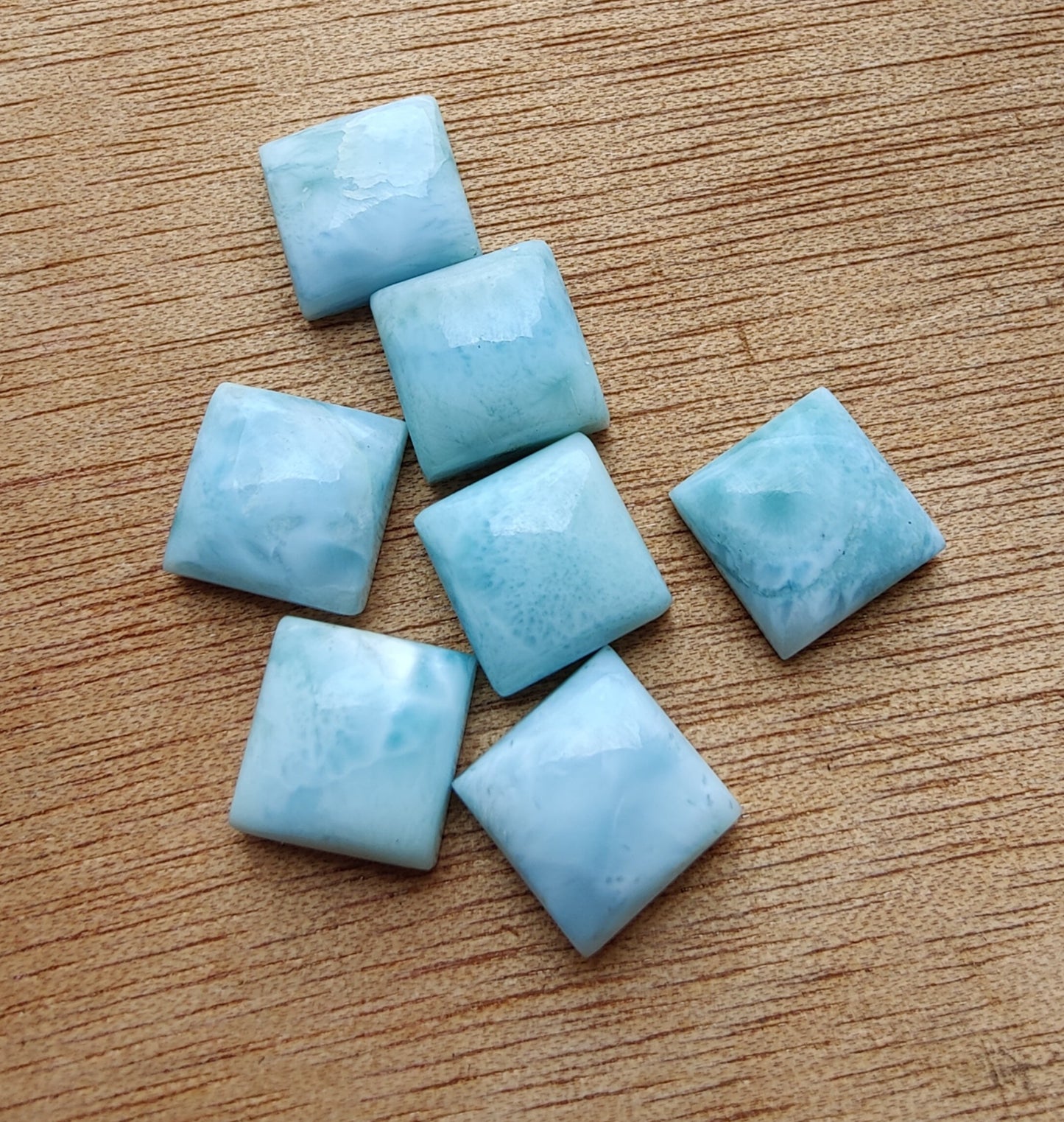 AAA+ QUALITY NATURAL LARIMAR SQUARE SHAPE CABOCHON FLAT BACK CALIBRATED GEMSTONES, CUSTOM SIZES AVAILABLE