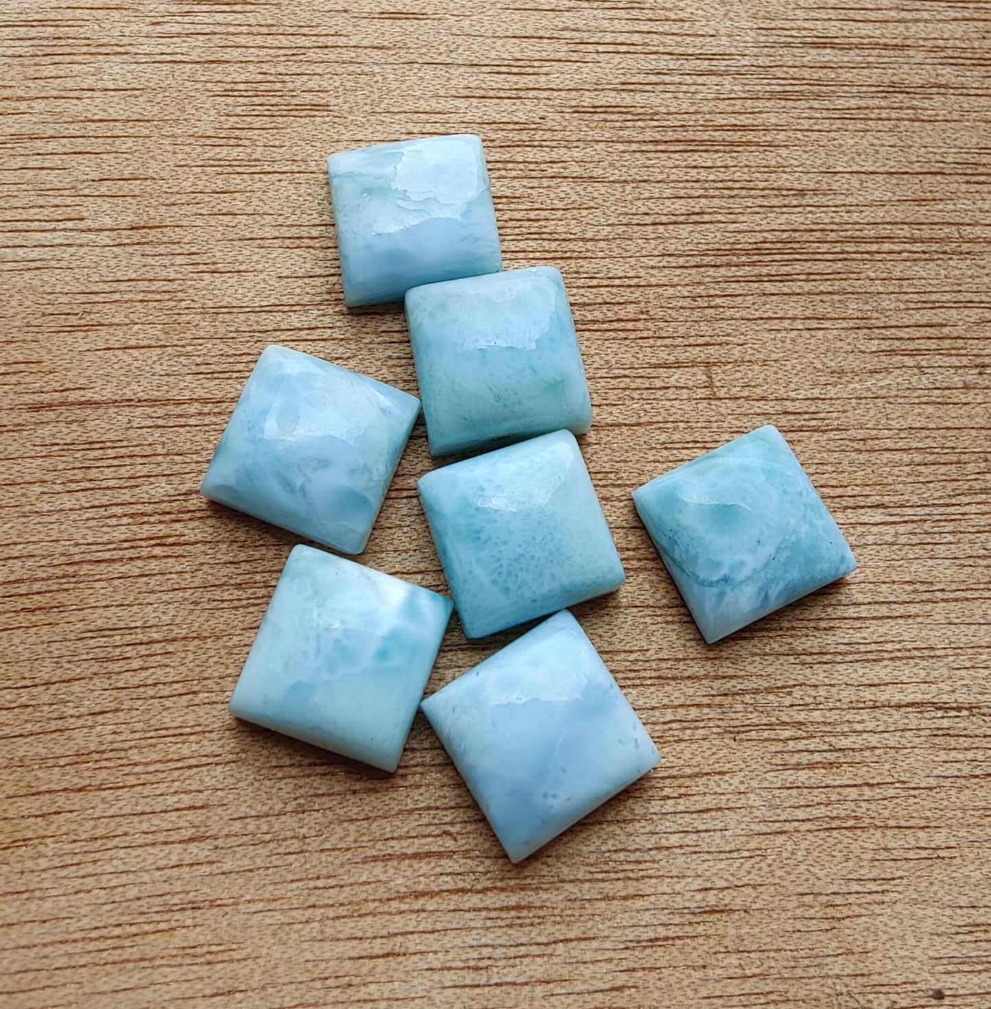 AAA+ QUALITY NATURAL LARIMAR SQUARE SHAPE CABOCHON FLAT BACK CALIBRATED GEMSTONES, CUSTOM SIZES AVAILABLE