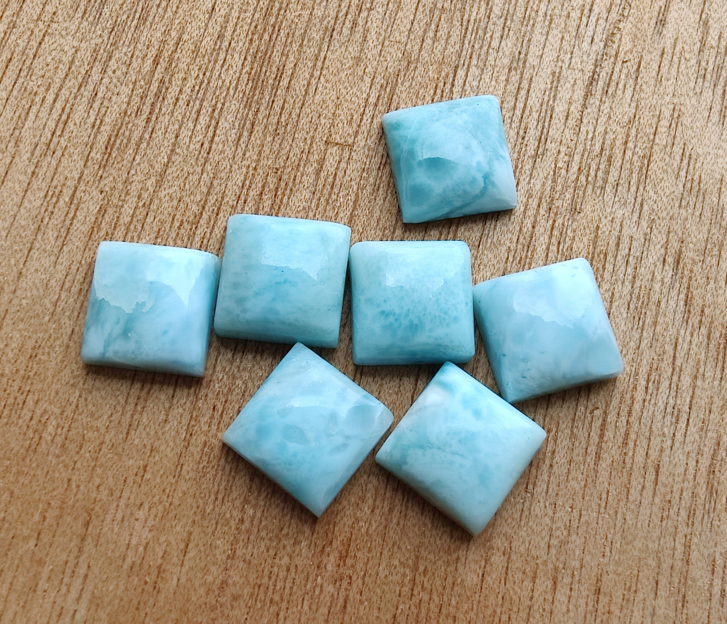 AAA+ QUALITY NATURAL LARIMAR SQUARE SHAPE CABOCHON FLAT BACK CALIBRATED GEMSTONES, CUSTOM SIZES AVAILABLE