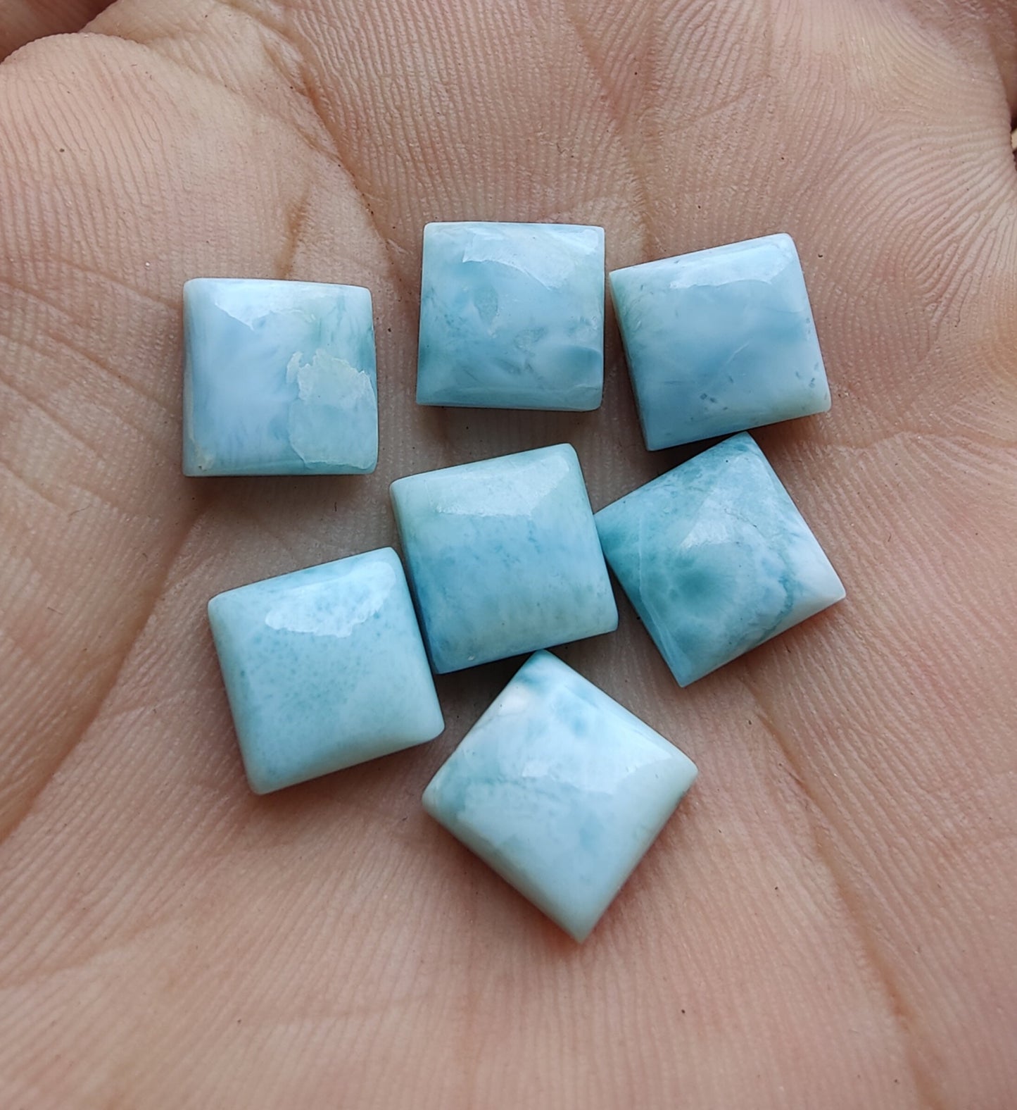 AAA+ QUALITY NATURAL LARIMAR SQUARE SHAPE CABOCHON FLAT BACK CALIBRATED GEMSTONES, CUSTOM SIZES AVAILABLE