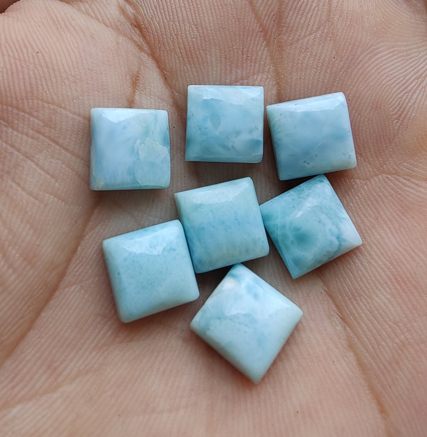 AAA+ QUALITY NATURAL LARIMAR SQUARE SHAPE CABOCHON FLAT BACK CALIBRATED GEMSTONES, CUSTOM SIZES AVAILABLE