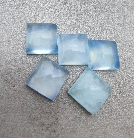 AAA+ QUALITY NATURAL AQUA MILKY SQUARE SHAPE CABOCHON FLAT BACK CALIBRATED GEMSTONES, ALL SIZES AVAILABLE