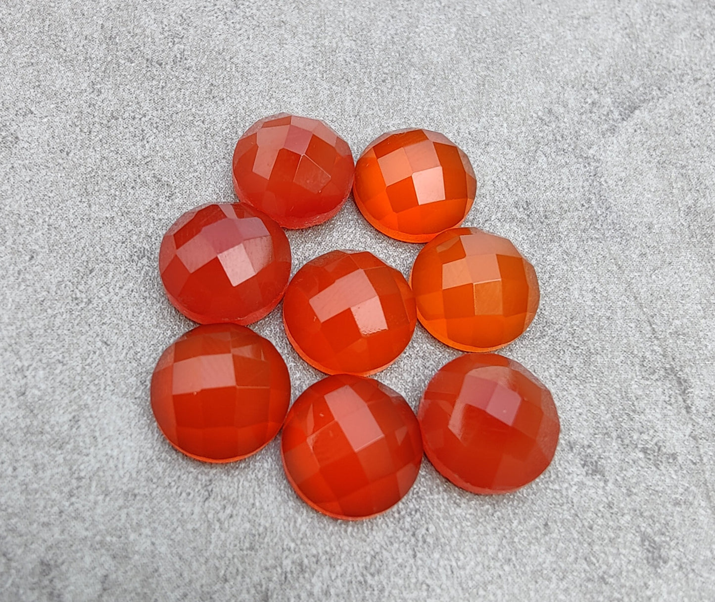 NATURAL CARNELIAN ROUND SHAPE ROSE CUT FLAT BACK CALIBRATED GEMSTONES, ALL SIZES AVAILABLE