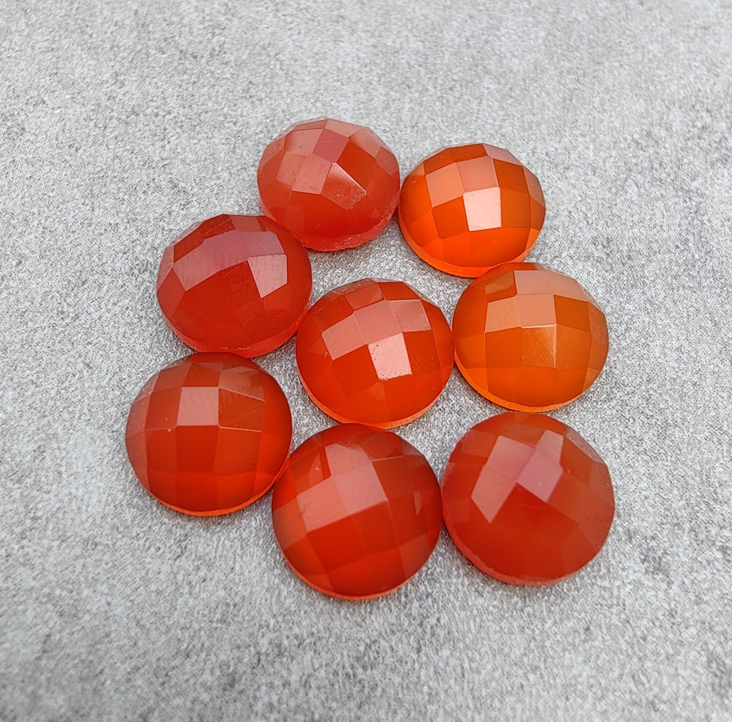 NATURAL CARNELIAN ROUND SHAPE ROSE CUT FLAT BACK CALIBRATED GEMSTONES, ALL SIZES AVAILABLE