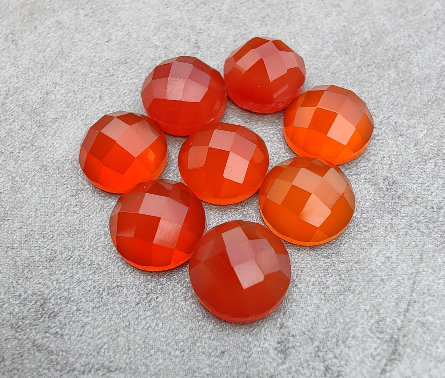 NATURAL CARNELIAN ROUND SHAPE ROSE CUT FLAT BACK CALIBRATED GEMSTONES, ALL SIZES AVAILABLE