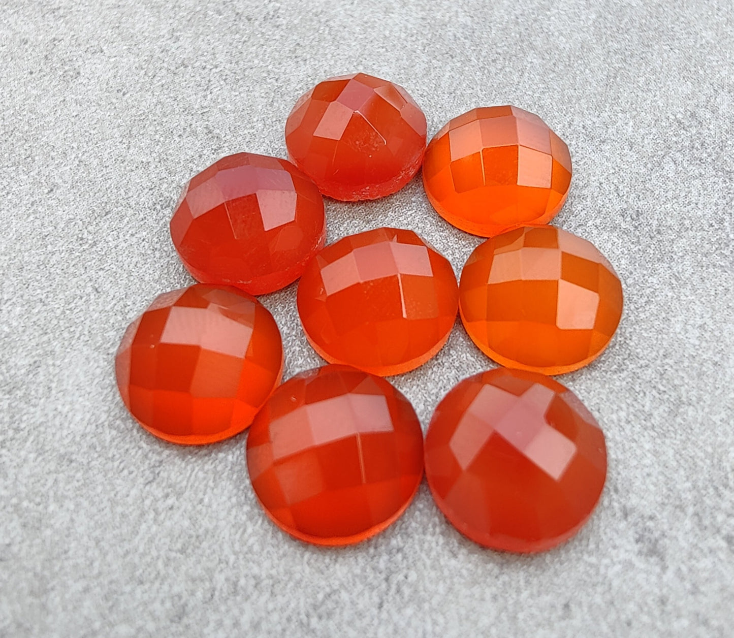 NATURAL CARNELIAN ROUND SHAPE ROSE CUT FLAT BACK CALIBRATED GEMSTONES, ALL SIZES AVAILABLE