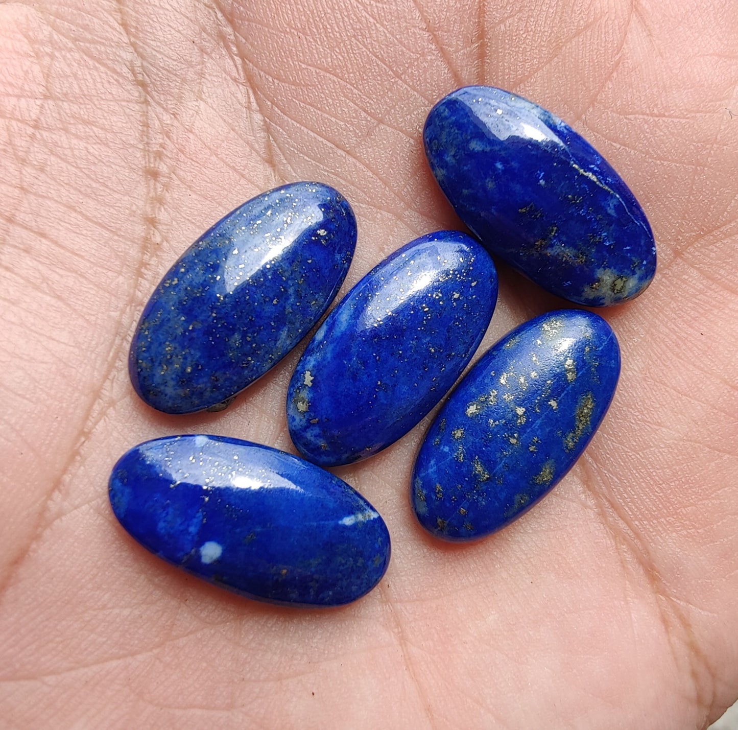 NATURAL LAPIS LAZULI BIG OVAL SHAPE CABOCHON FLAT BACK CALIBRATED GEMSTONES, ALL SIZES AVAILABLE