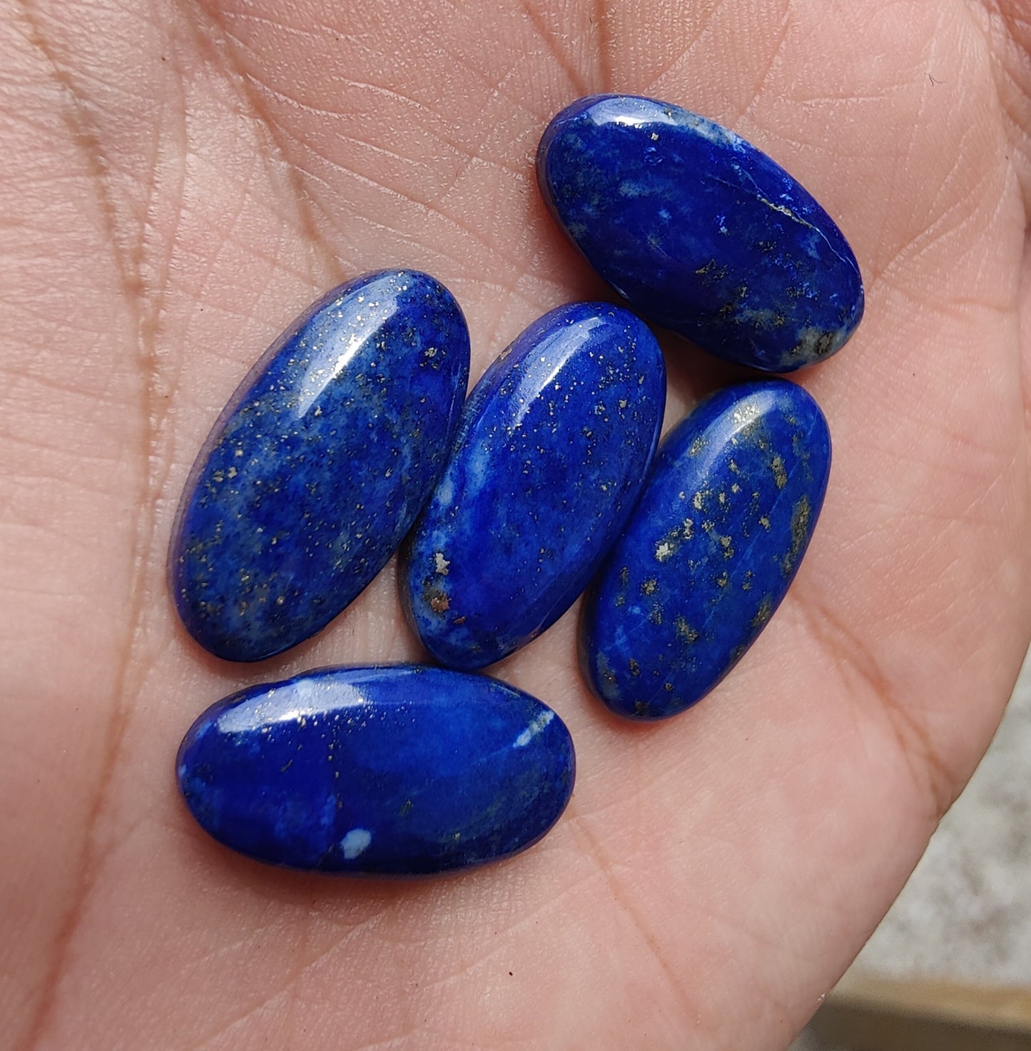 NATURAL LAPIS LAZULI BIG OVAL SHAPE CABOCHON FLAT BACK CALIBRATED GEMSTONES, ALL SIZES AVAILABLE