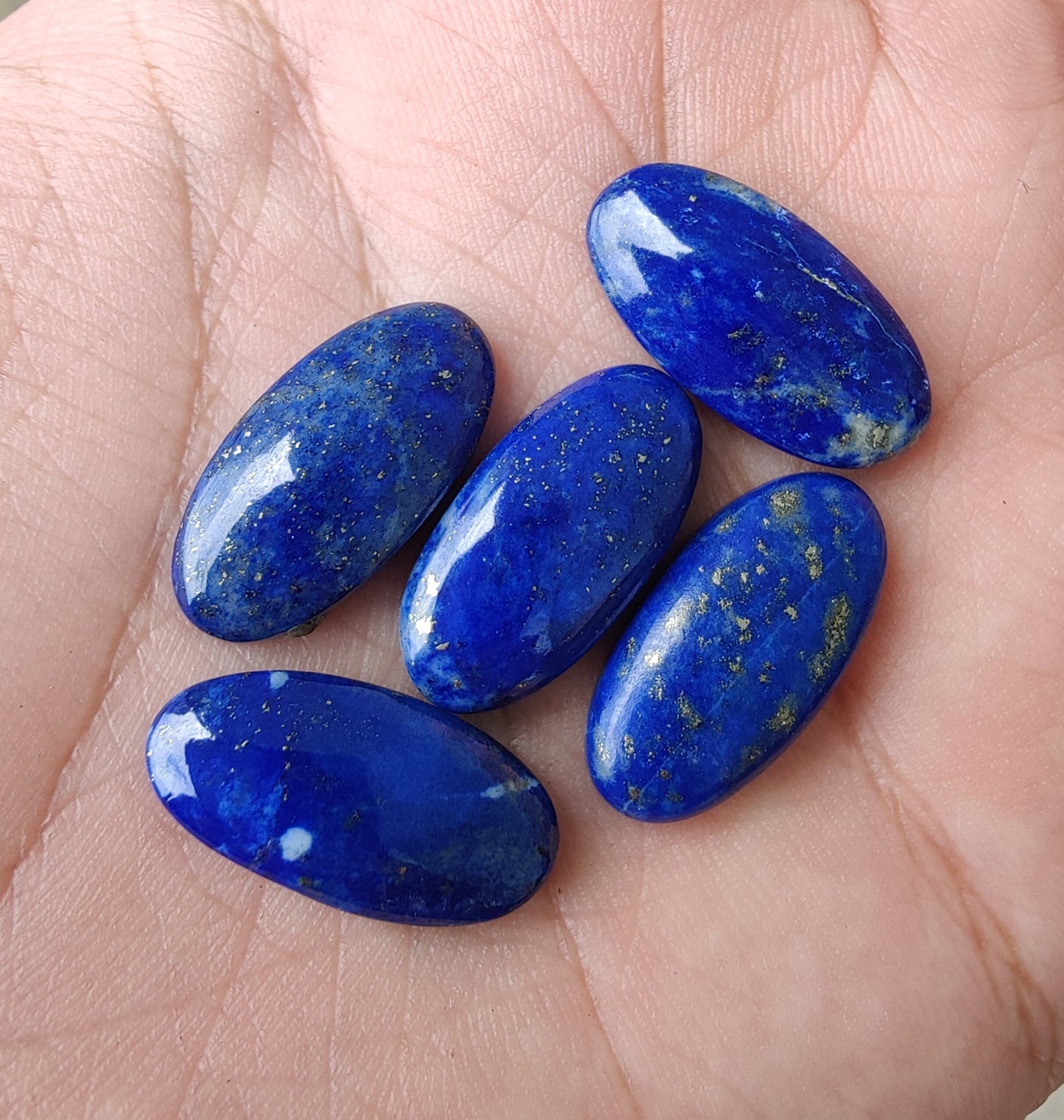 NATURAL LAPIS LAZULI BIG OVAL SHAPE CABOCHON FLAT BACK CALIBRATED GEMSTONES, ALL SIZES AVAILABLE