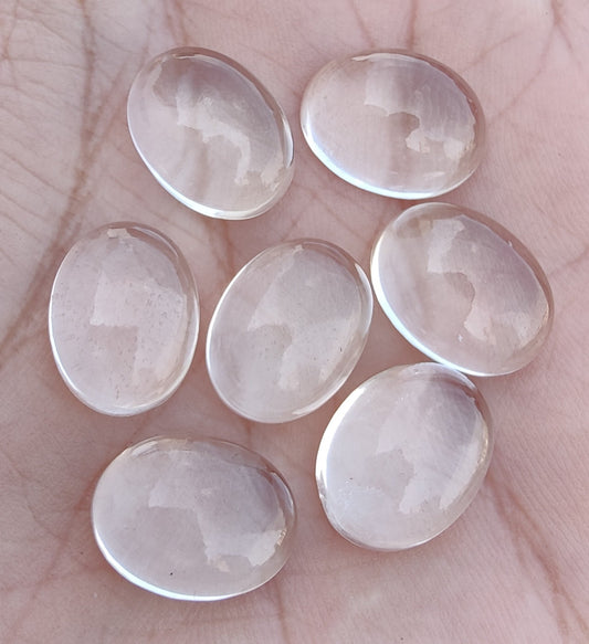 TOP QUALITY NATURAL CRYSTAL QUARTZ OVAL SHAPE CABOCHON FLAT BACK CALIBRATED GEMSTONES, ALL SIZES AVAILABLE