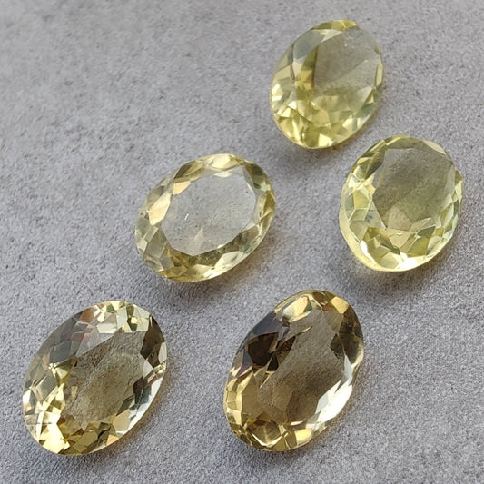 AAA+ QUALITY NATURAL LEMON QUARTZ OVAL SHAPE FACETED CUT FLAT BACK CALIBRATED WHOLESALE GEMSTONES, ALL SIZES AVAILABLE