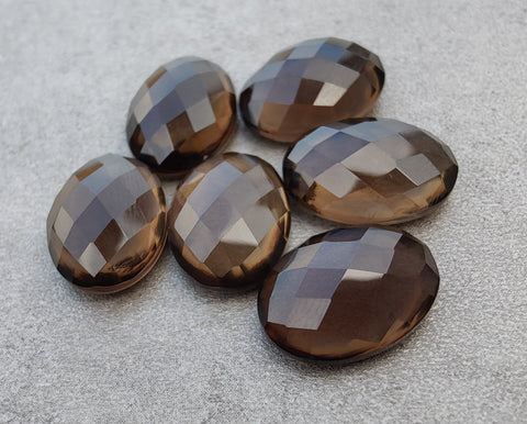 Natural Smoky Quartz Oval Shape Rose Cut Flat Back Calibrated AAA+ Quality Wholesale Gemstones, All Sizes Available