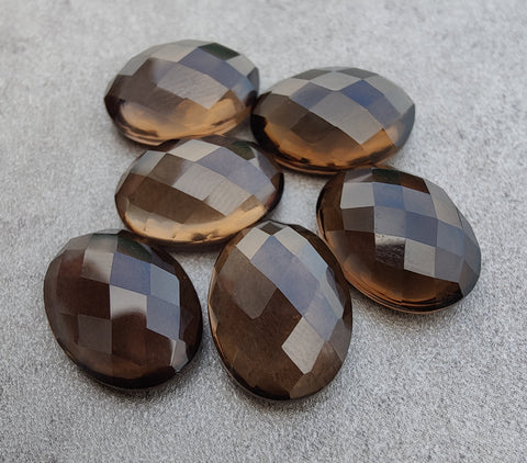 Natural Smoky Quartz Oval Shape Rose Cut Flat Back Calibrated AAA+ Quality Wholesale Gemstones, All Sizes Available