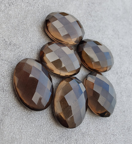 Natural Smoky Quartz Oval Shape Rose Cut Flat Back Calibrated AAA+ Quality Wholesale Gemstones, All Sizes Available