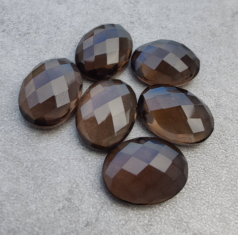 Natural Smoky Quartz Oval Shape Rose Cut Flat Back Calibrated AAA+ Quality Wholesale Gemstones, All Sizes Available