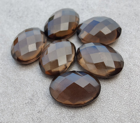 Natural Smoky Quartz Oval Shape Rose Cut Flat Back Calibrated AAA+ Quality Wholesale Gemstones, All Sizes Available