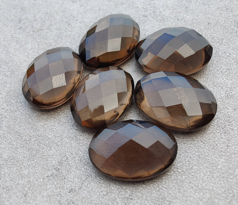 Natural Smoky Quartz Oval Shape Rose Cut Flat Back Calibrated AAA+ Quality Wholesale Gemstones, All Sizes Available