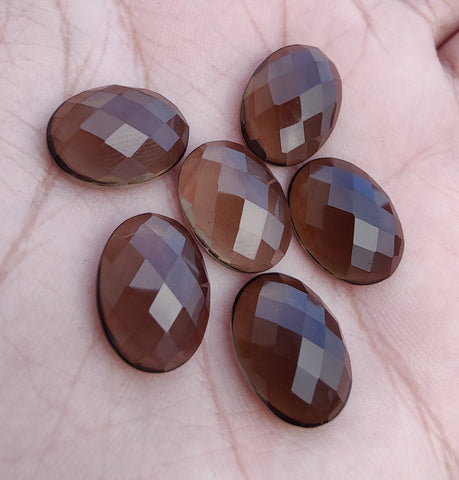 Natural Smoky Quartz Oval Shape Rose Cut Flat Back Calibrated AAA+ Quality Wholesale Gemstones, All Sizes Available