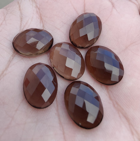 Natural Smoky Quartz Oval Shape Rose Cut Flat Back Calibrated AAA+ Quality Wholesale Gemstones, All Sizes Available