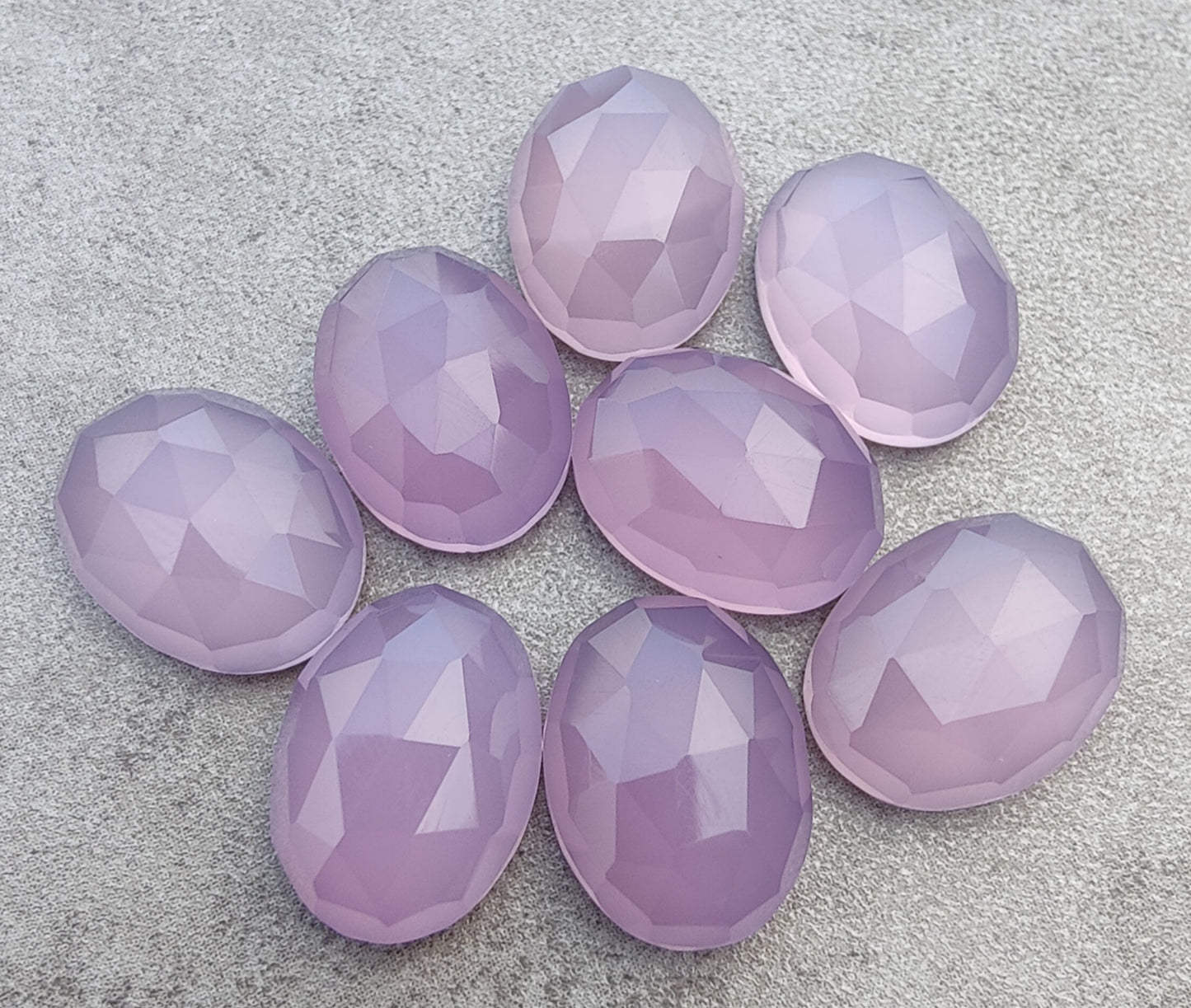 AAA+ QUALITY NATURAL LAVENDER CHALCEDONY OVAL SHAPE ROSE CUT FLAT BACK CALIRATED GEMSTONES, ALL SIZES AVAILABLE