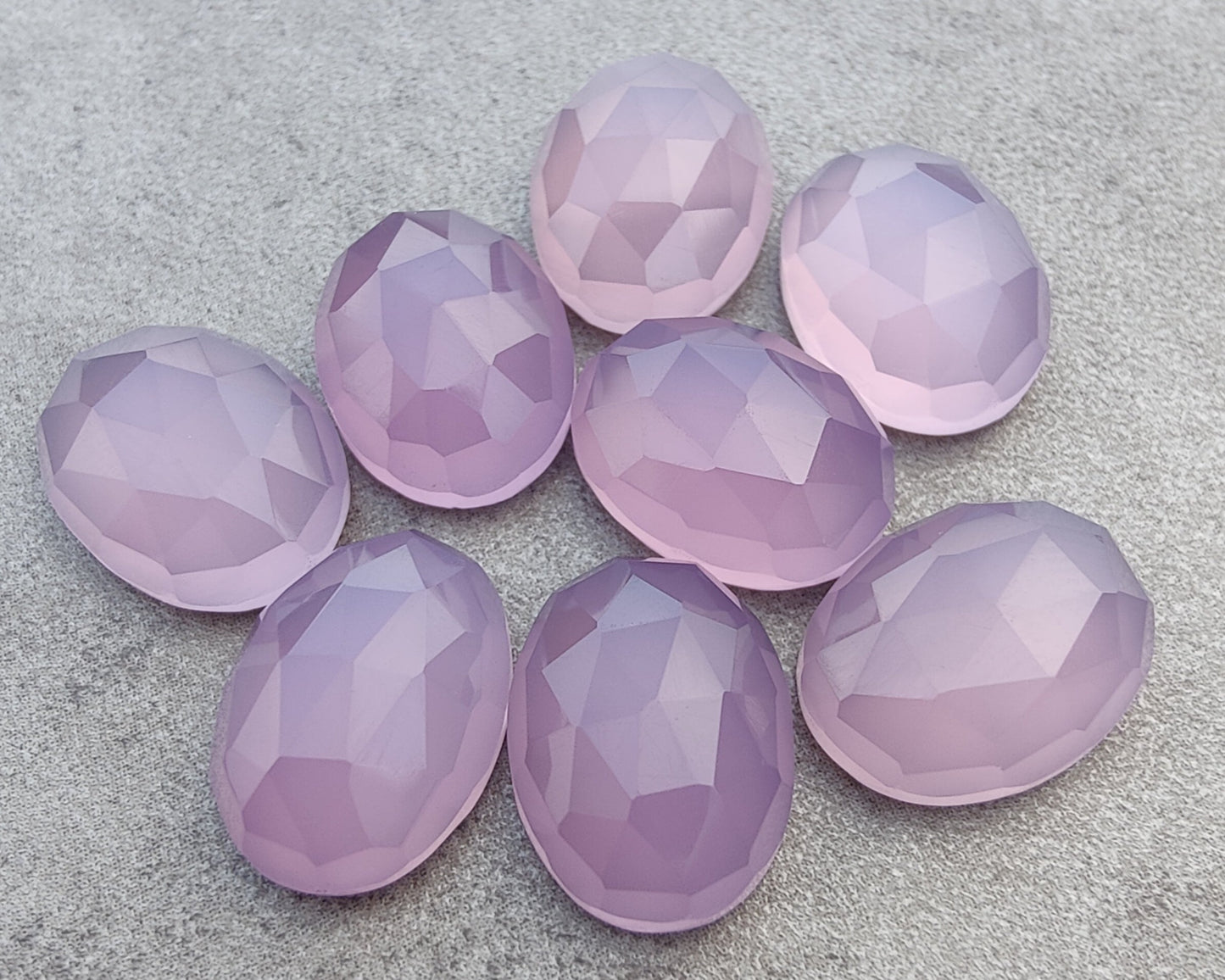 AAA+ QUALITY NATURAL LAVENDER CHALCEDONY OVAL SHAPE ROSE CUT FLAT BACK CALIRATED GEMSTONES, ALL SIZES AVAILABLE